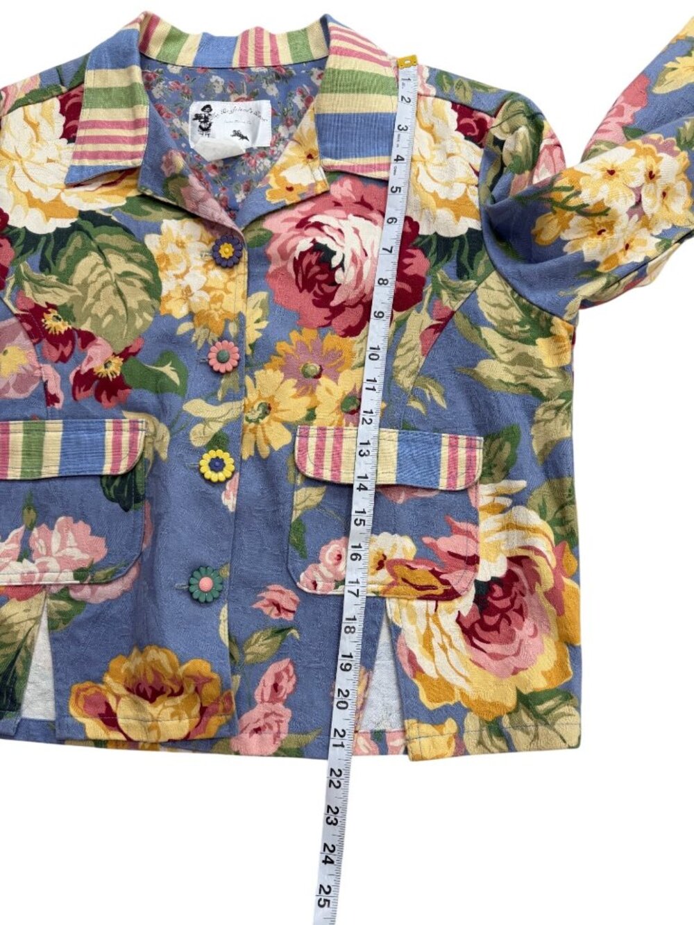 Vtg My Boyfriends Back Women Size S Floral Jacket Santa Monica Art to Wear - Picture 7 of 7